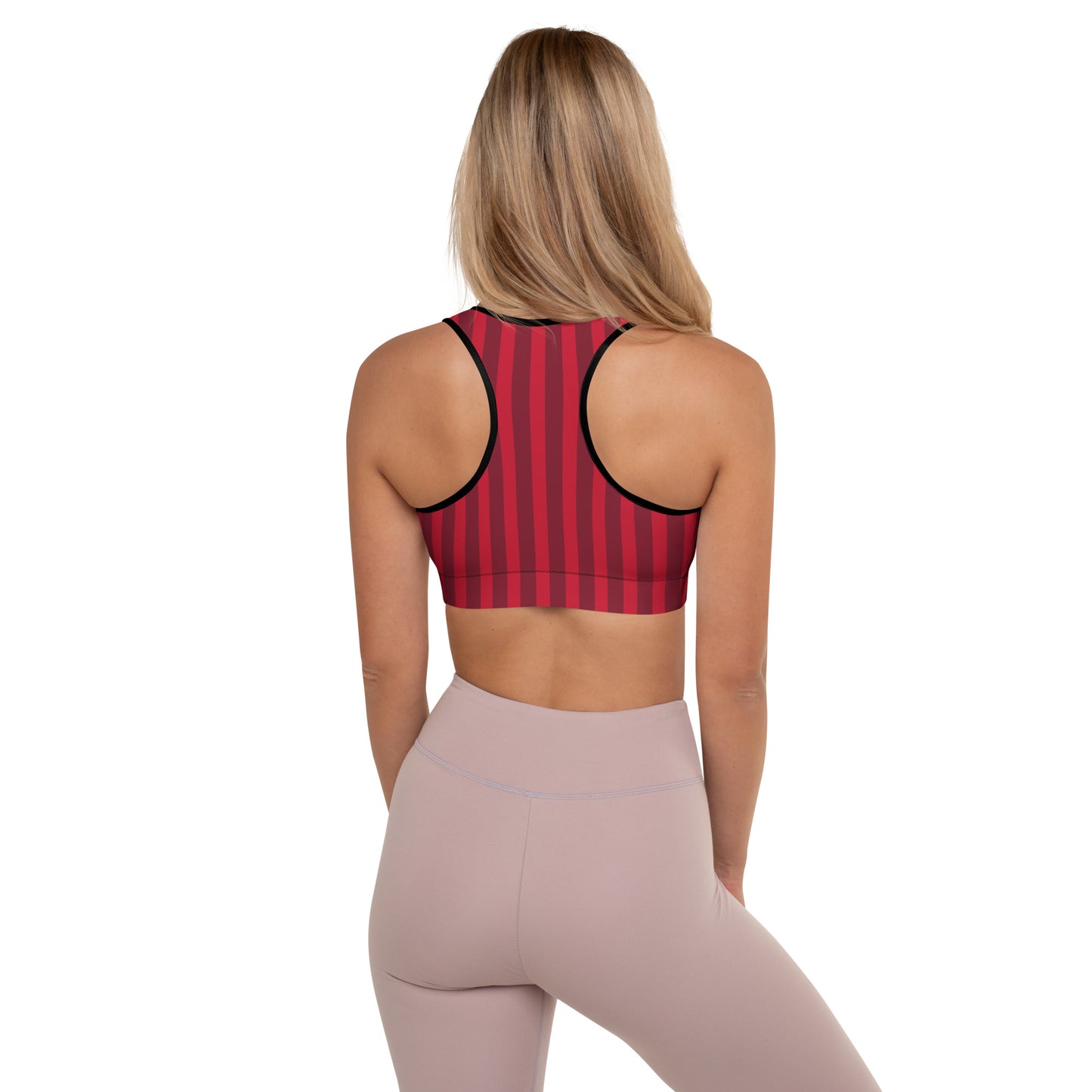 Holiday Red Stripe Padded Sports Bra