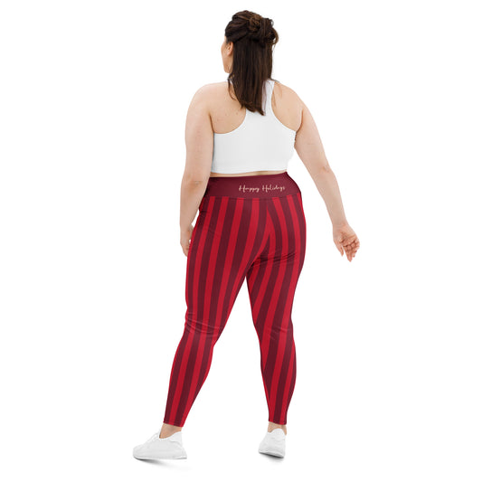 Happy Holidays Striped Plus Size Leggings