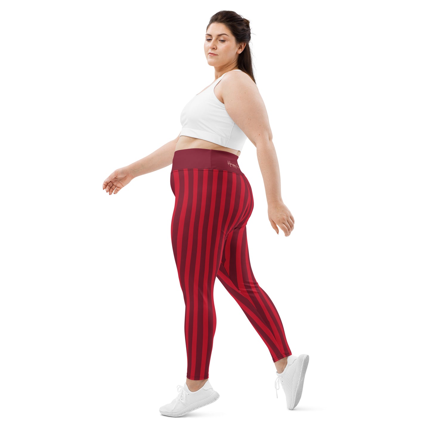 Happy Holidays Striped Plus Size Leggings